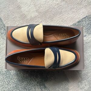 Franco Sarto Women’s Tan, Cream and Blue Loafers